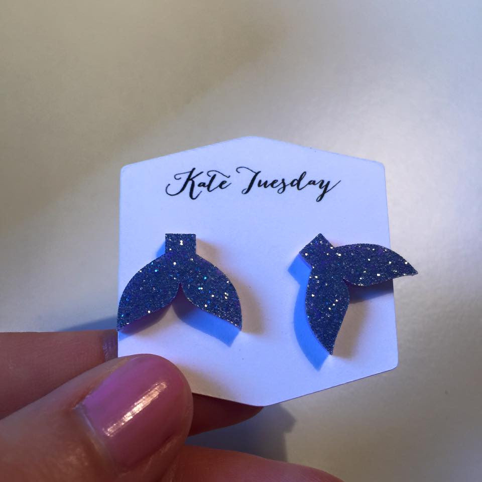 Purple Mermaid Tail Sparkly Acrylic Earrings