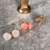 Miami Druzy Earrings White-Pink-Gold