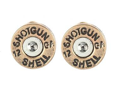 Gold Bullet Earrings Shotgun Shell
