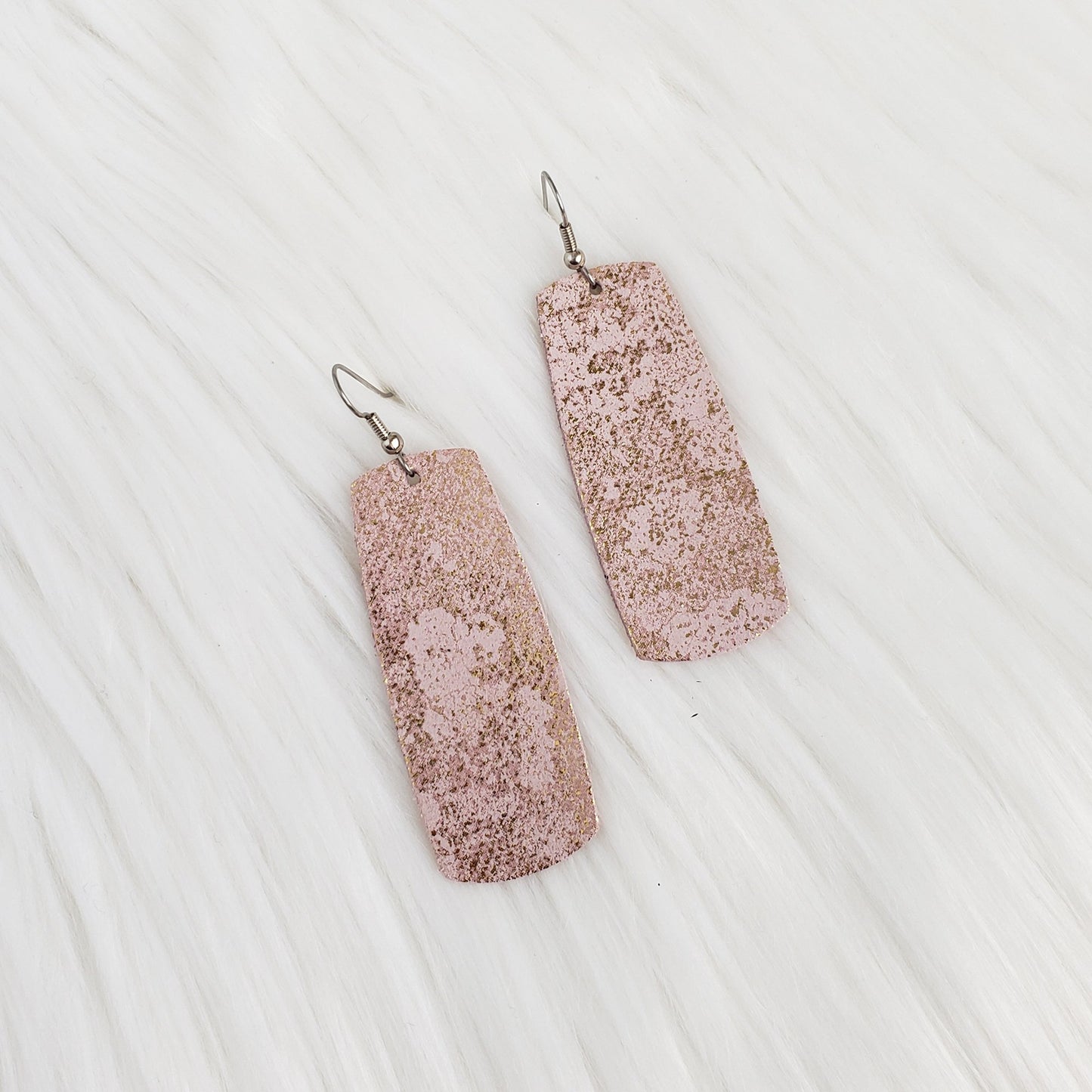 Gold Dust Large Bar Leather Earrings Valentine's Day