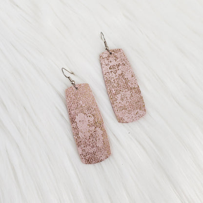 Gold Dust Large Bar Leather Earrings Valentine's Day