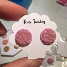 Matte Pink Druzy Earrings