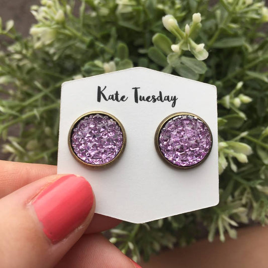 purple sparkly earrings