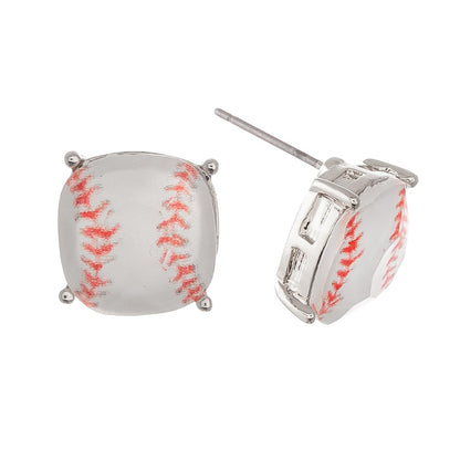 Baseball and Softball Round Cut Stud Earrings