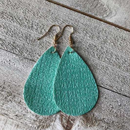 Teal Leather Earrings