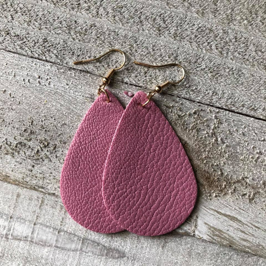 Pink Light Leather Earrings