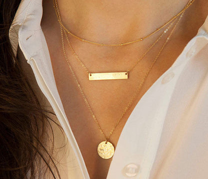 3 Layered Gold Charm Pendant Necklace