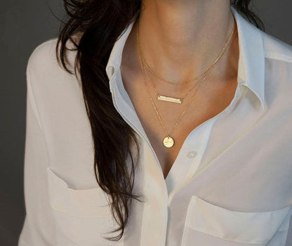 3 Layered Gold Charm Pendant Necklace