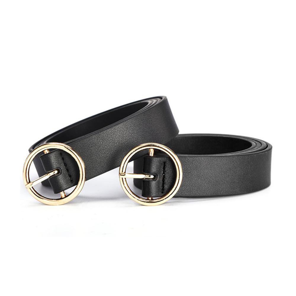 Women Leather Belt for Dresses Jeans Pants With Classic Round Buckle