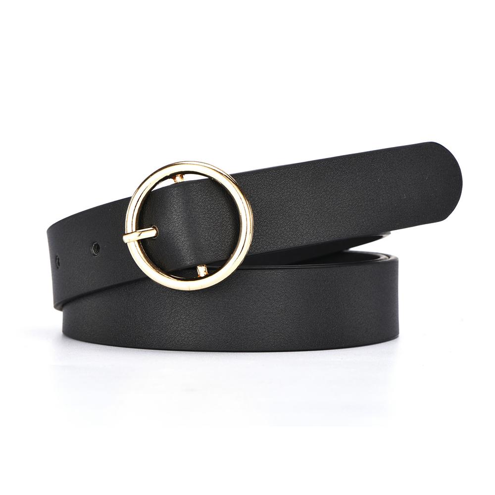 Women Leather Belt for Dresses Jeans Pants With Classic Round Buckle