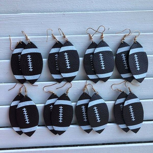 Faux Leather Football Hang Earrings