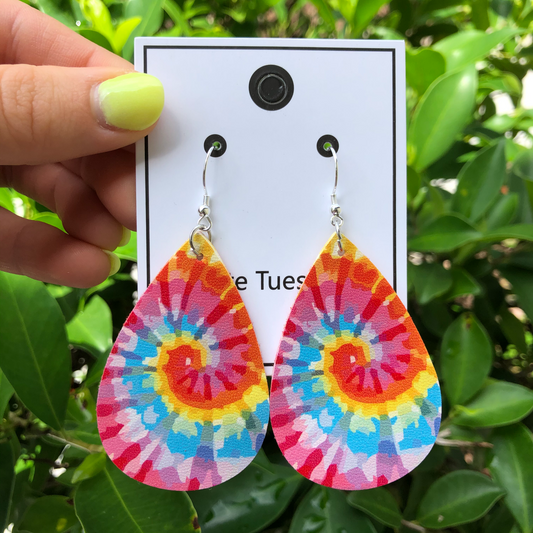 Pink Blue Tie Dye Hang Earrings