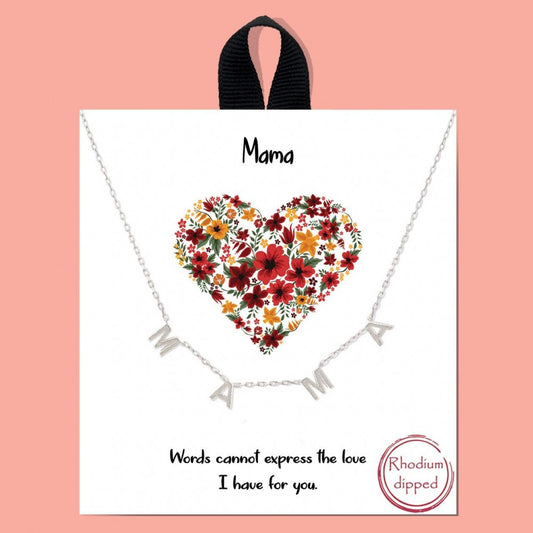MAMA Silver Necklace on Card