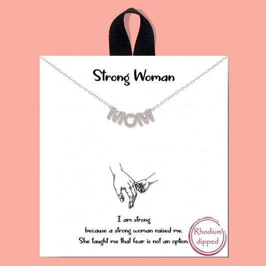 MOM Silver Necklace on Card