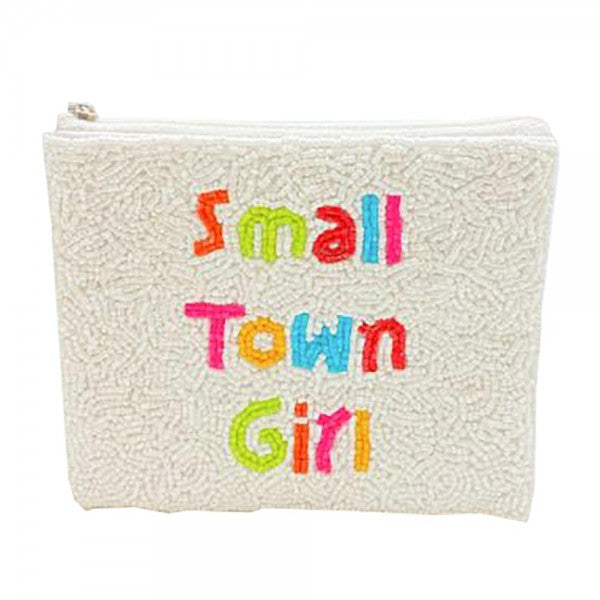 Small Town Girl Beaded Canvas Pouch