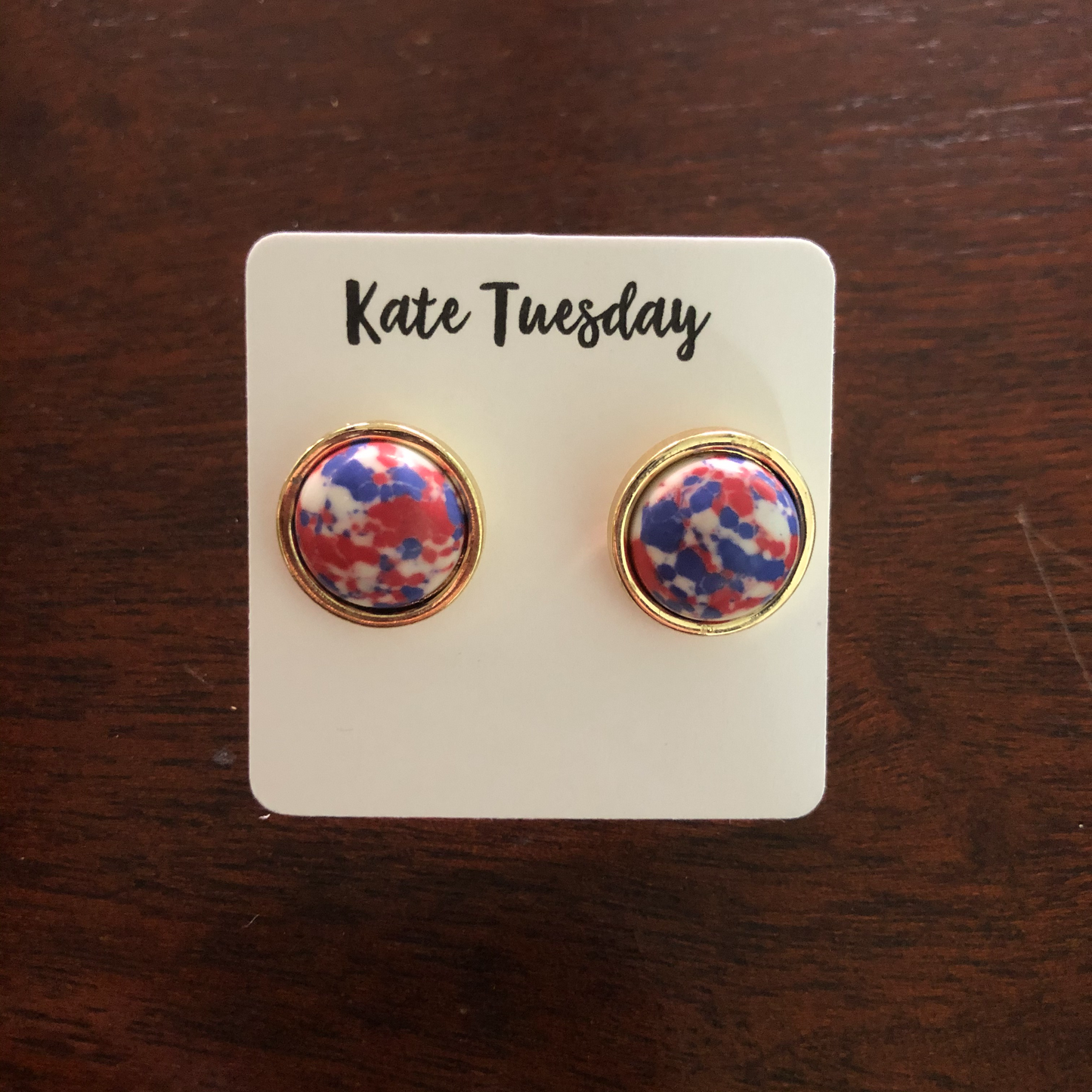 Red White Blue 12 mm Abstract Earrings