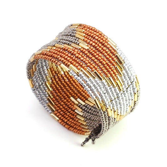 Fall Beaded Cuff Wrap Bracelet