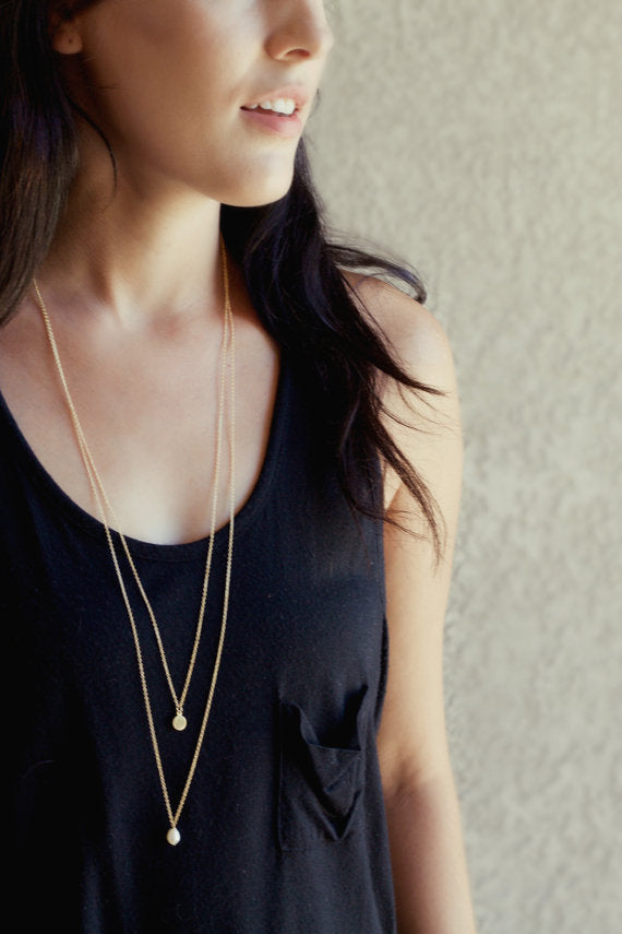 Double Coin Pearl Layered Necklace