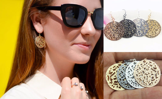 Madina Metal Cut Round Earrings