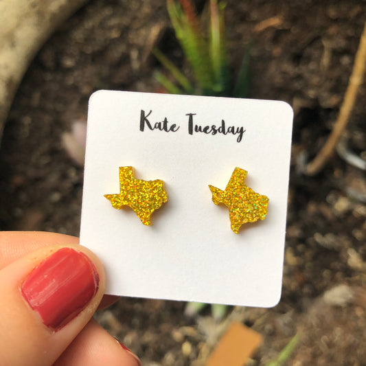 Texas Gold State Stud Earrings