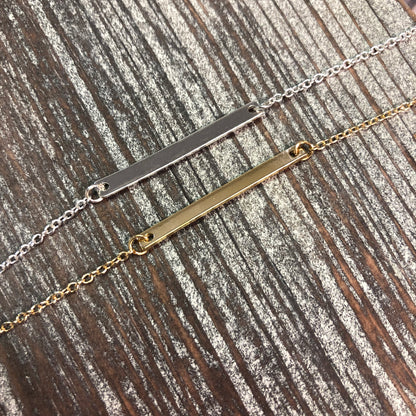 Horizontal Bar Necklaces in Silver and Gold