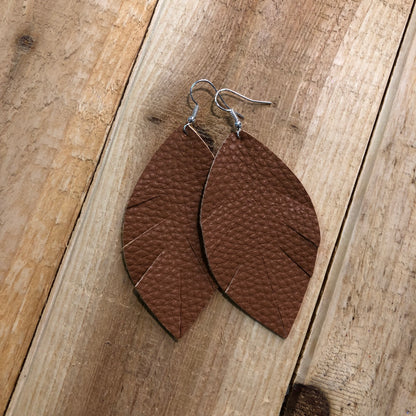 Feathered Ava Faux Leather Hang Earrings