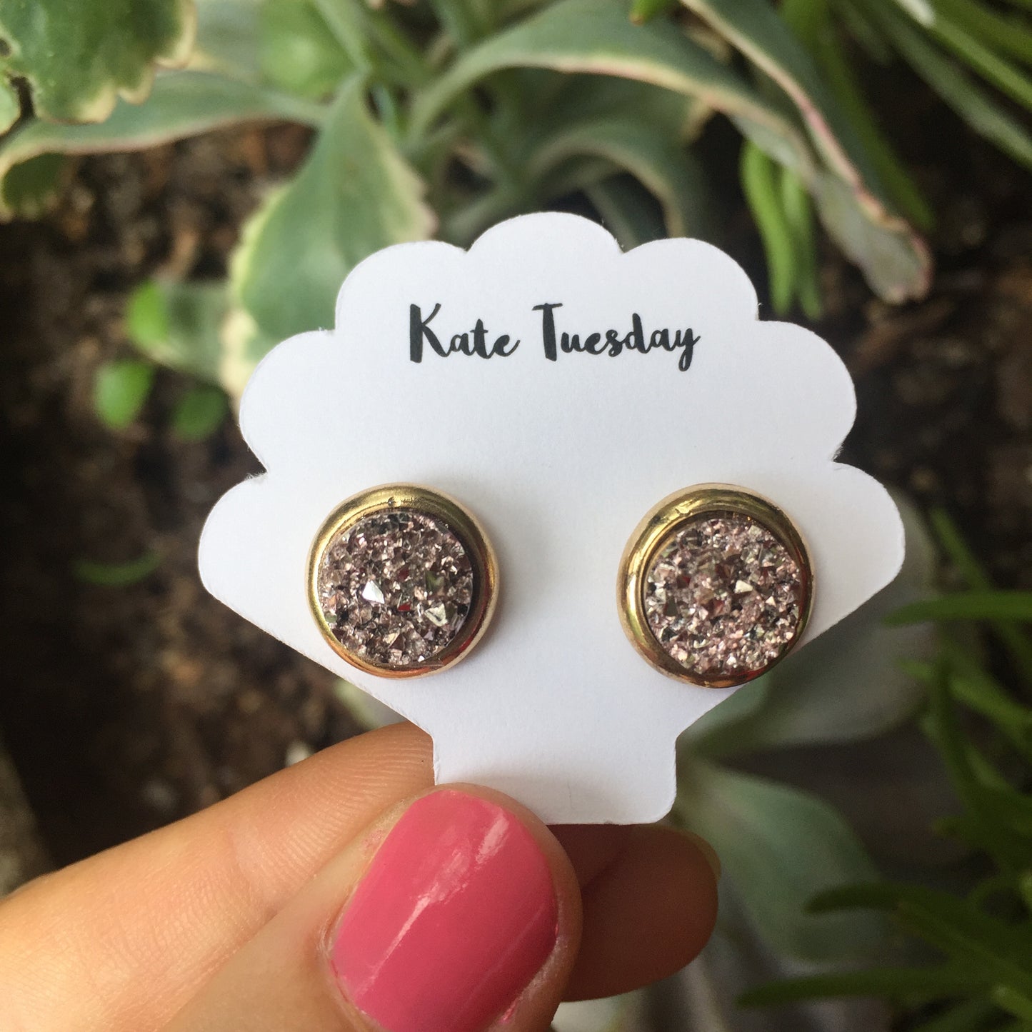Kate Rose Gold + Gold Druzy Circular Earrings