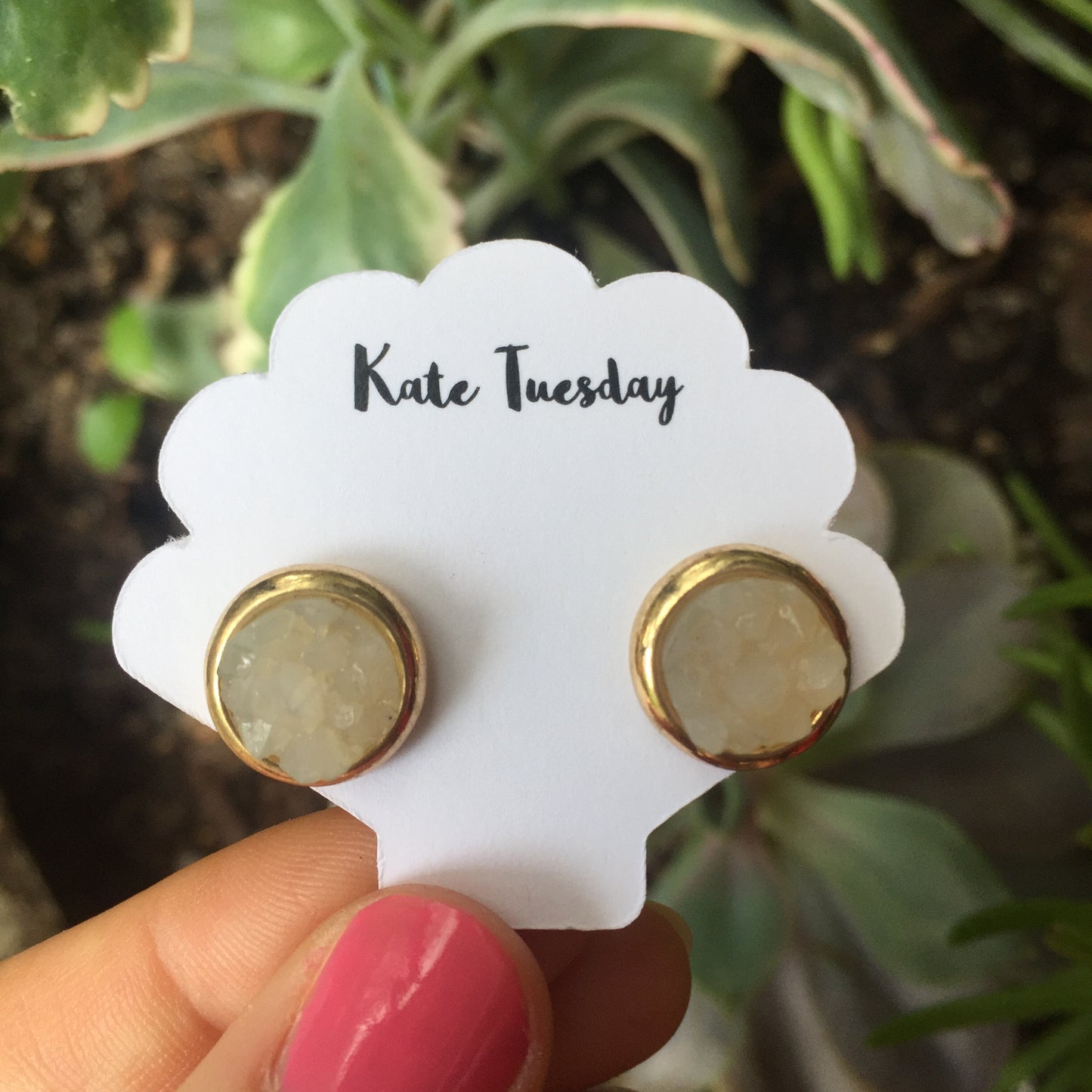 Kate Mint + Gold Druzy Circular Earrings
