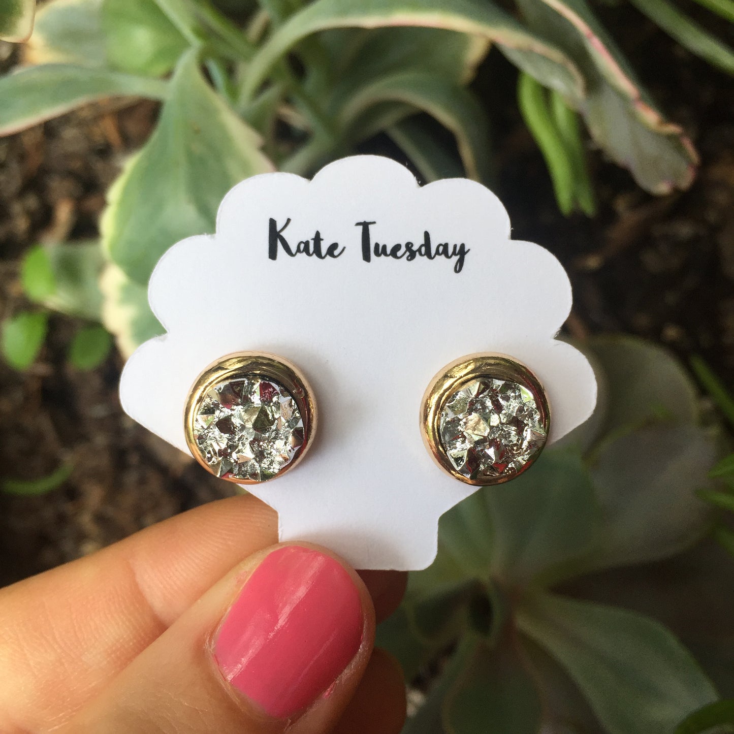 Kate Silver + Gold Druzy Circular Earrings