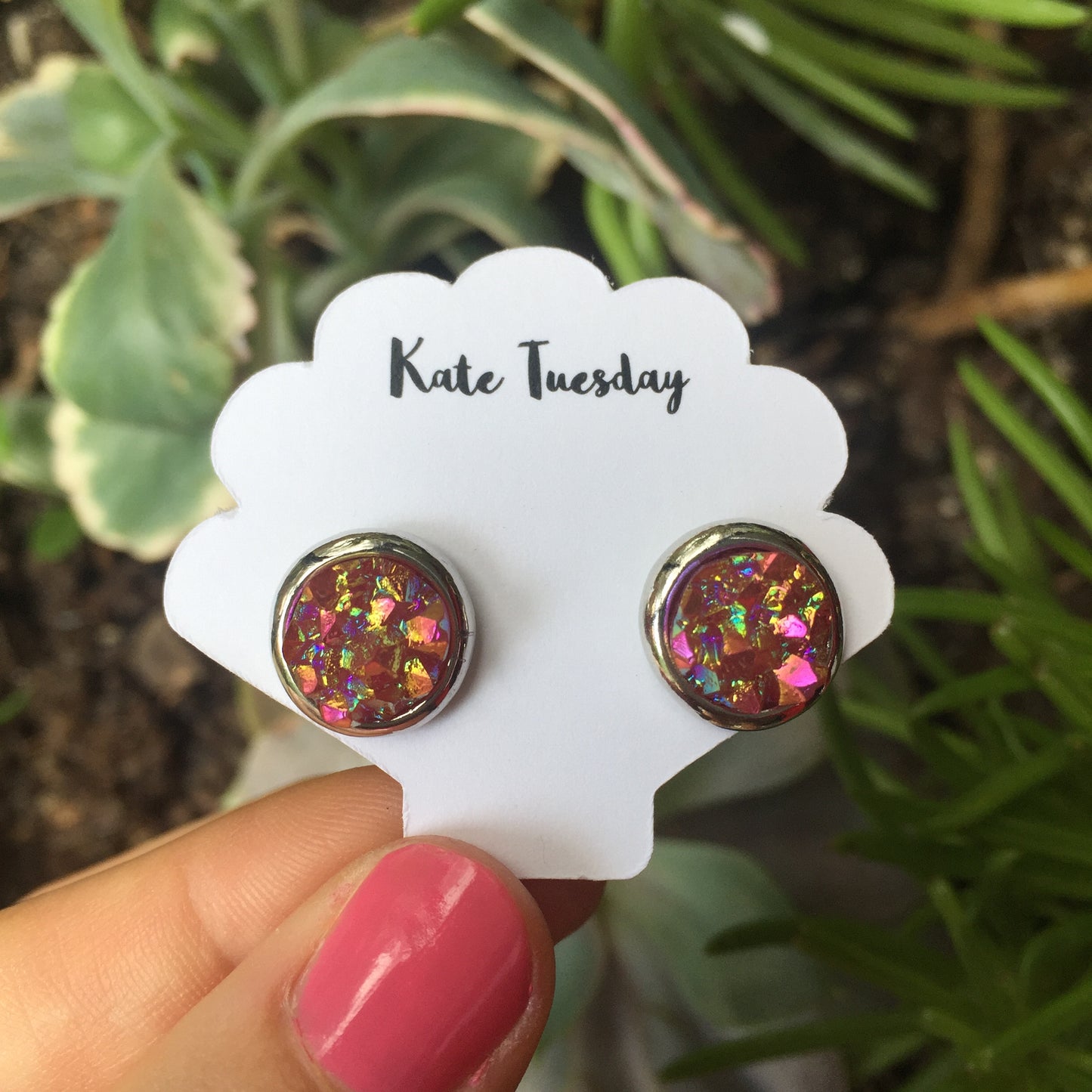 Kate Rose + Silver Druzy Circular Earrings