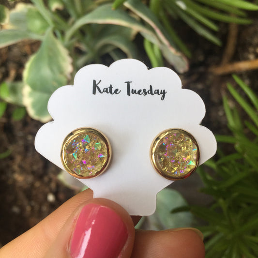 Kate Yellow + Gold Druzy Circular Earrings