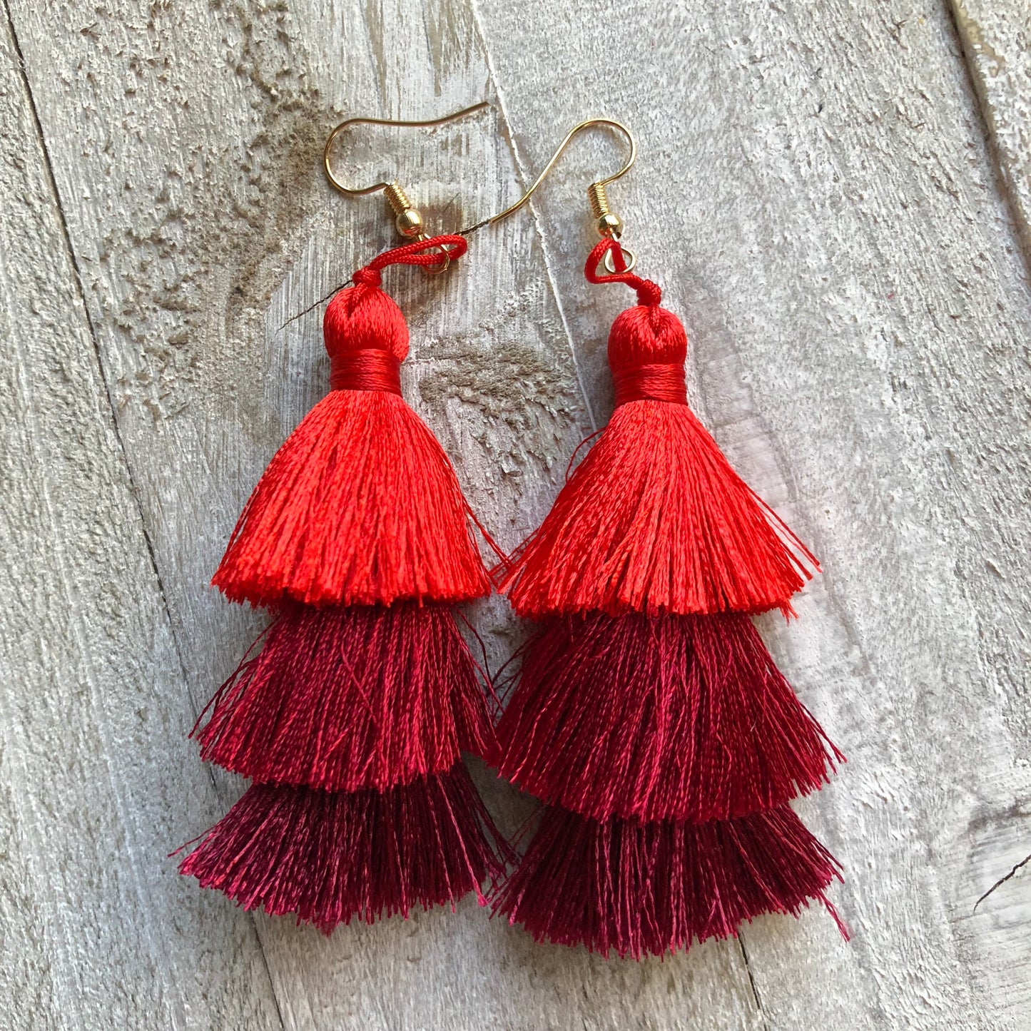 Spring Tassel Earrings Reds