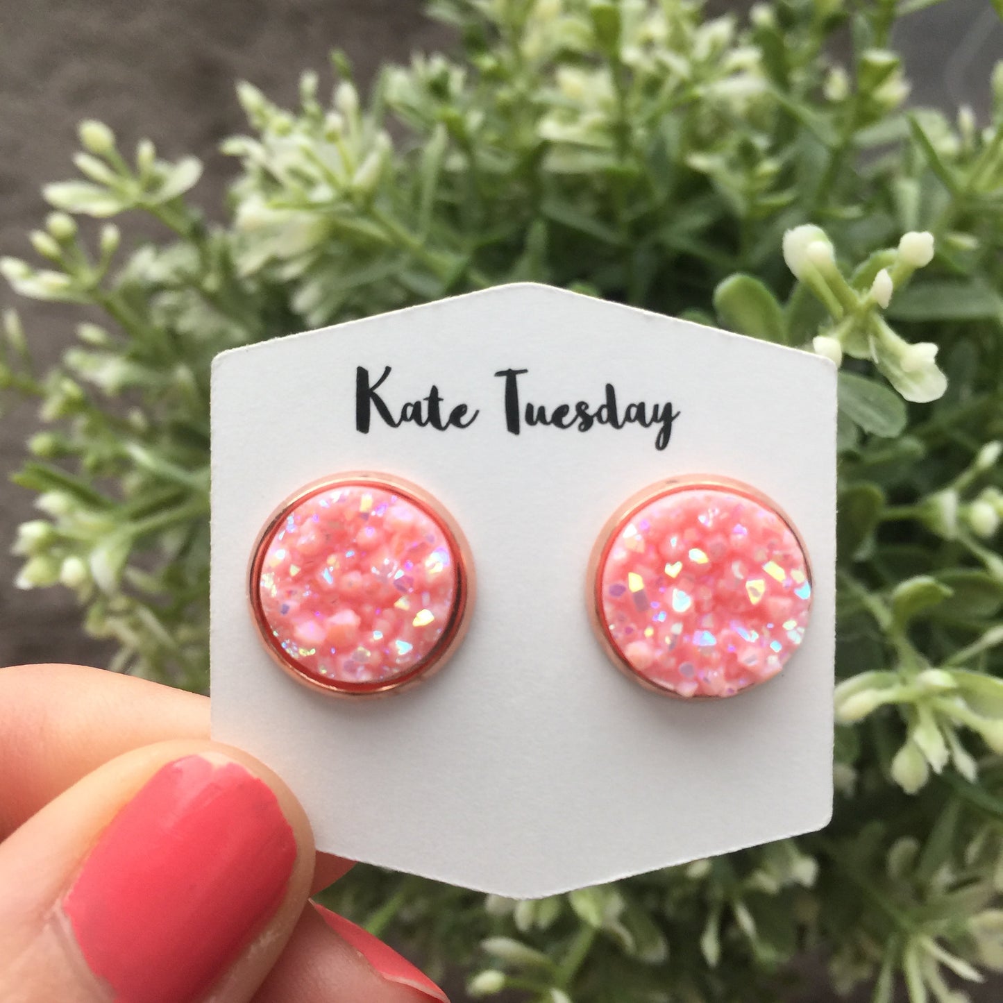 Light Pink Pop Druzy Earrings