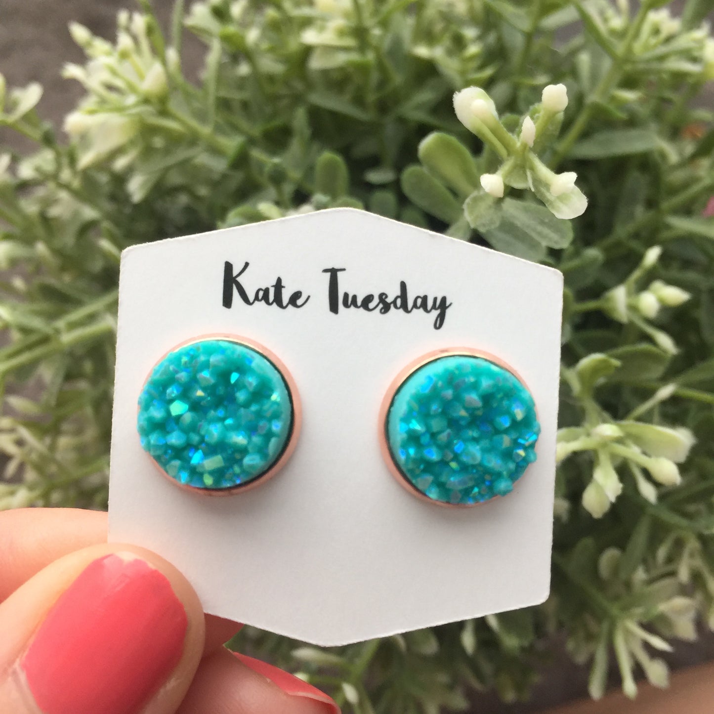 Turquoise Pop Druzy Earrings