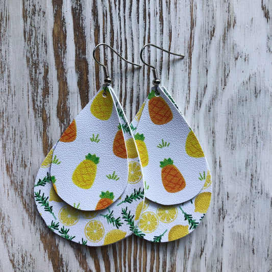 Key West Tropical Fruit Leather Earrings