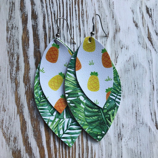 Key West Fruit Palm Leather Earrings