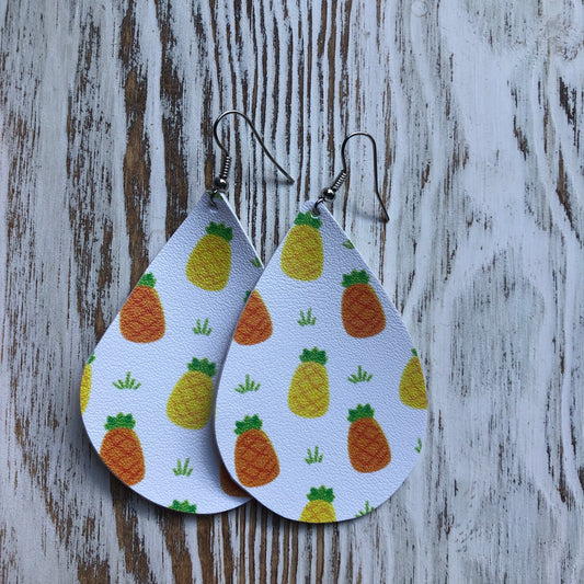 Key West Pineapple Leather Earrings