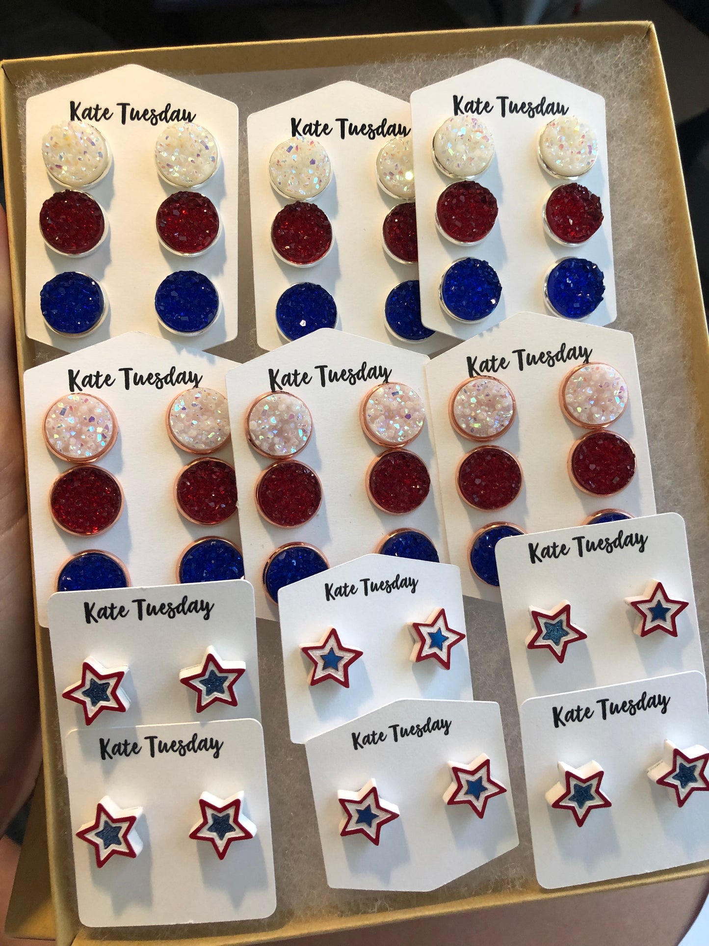 4th of July, Patriotic American Earring Box