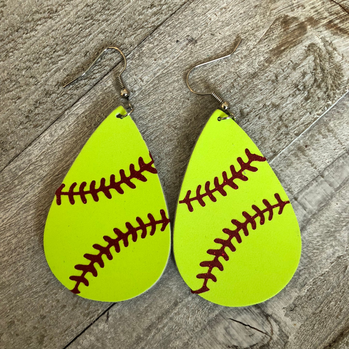Softball Leather Hang Earrings Sport