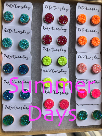 Summer Days Druzy Earring Box Neon Bright Colors