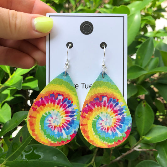 Green Yellow Tie Dye Hang Earrings