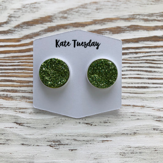 Green Sparkle Druzy Earrings