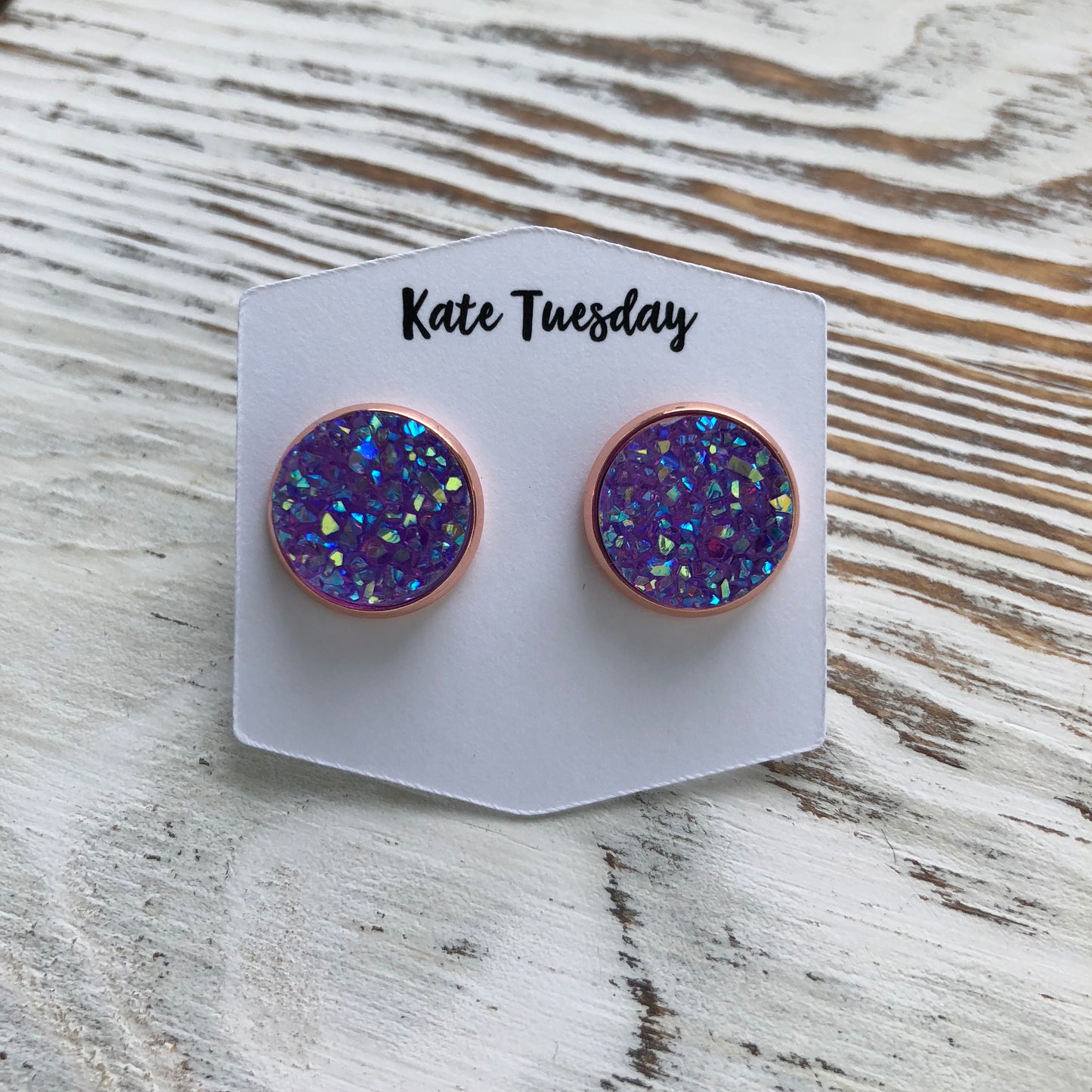 Purple Sparkle Druzy Earrings