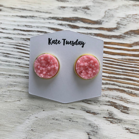 Bubblegum Pink Druzy Earrings