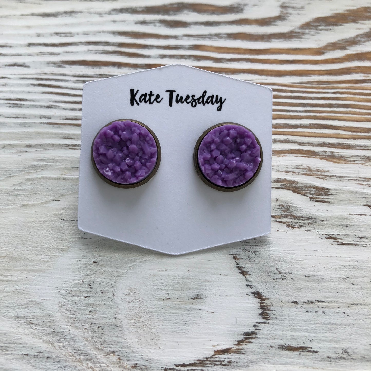 Matte Purple Druzy Earrings