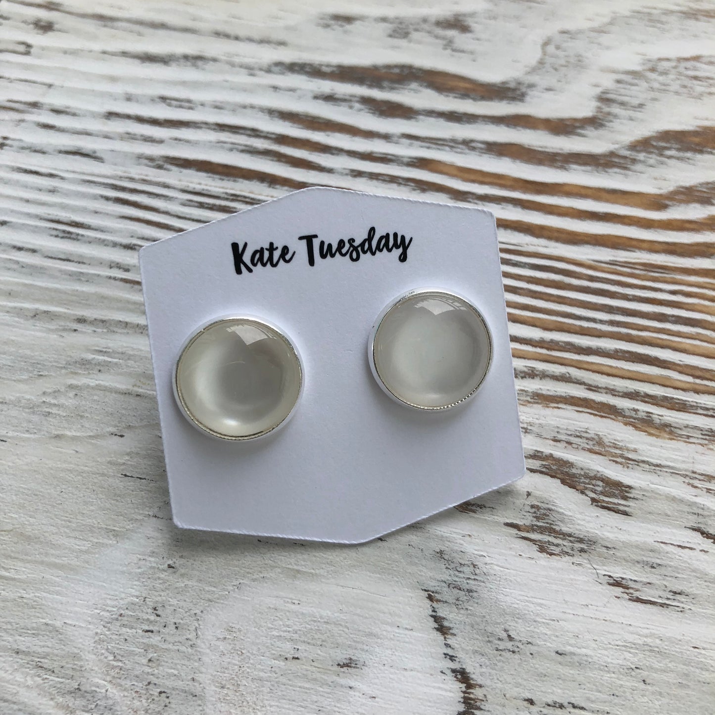 White Opaque Druzy Earrings