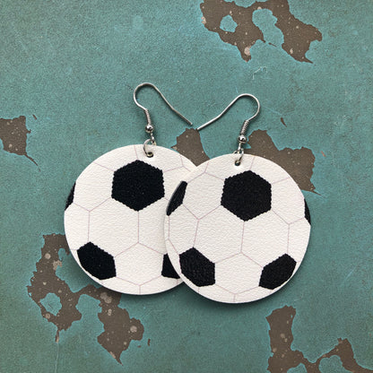 Soccer Faux Leather Hang Earrings