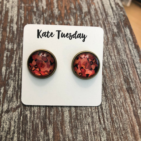 Red Camo Earrings Camouflage