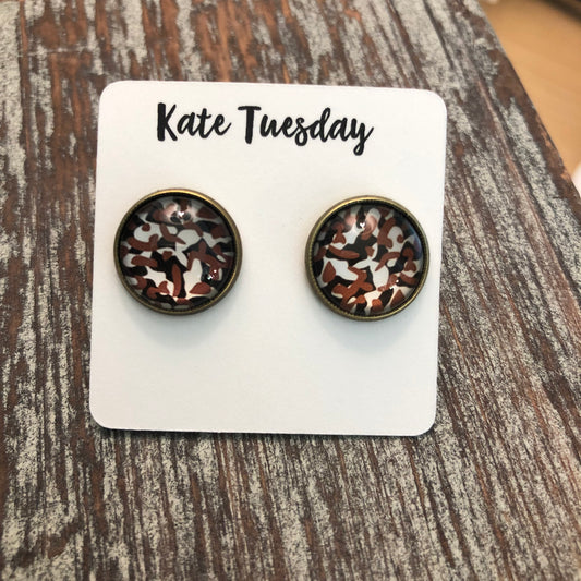 Dark Light Camo Earrings Camouflage