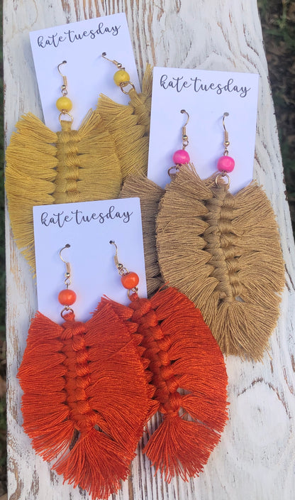 Fall Fringe Burnt Orange Hang Earrings